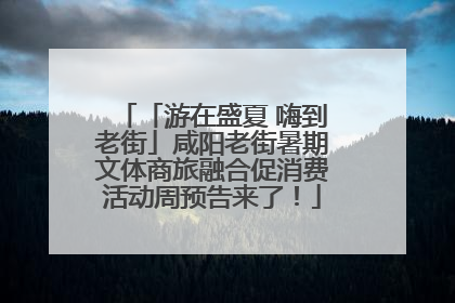 「游在盛夏 嗨到老街」咸阳老街暑期文体商旅融合促消费活动周预告来了！