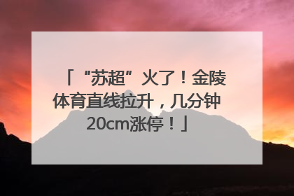 “苏超”火了！金陵体育直线拉升，几分钟20cm涨停！