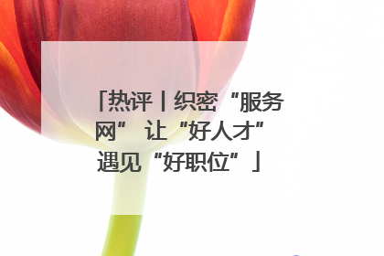 热评丨织密“服务网” 让“好人才”遇见“好职位”