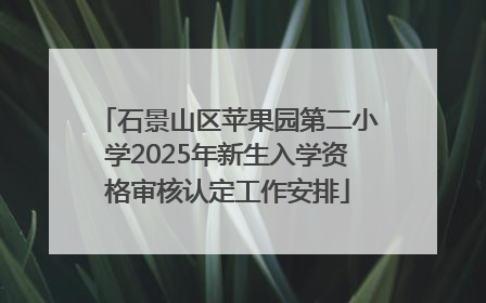 石景山区苹果园第二小学2025年新生入学资格审核认定工作安排
