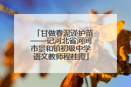 甘做春泥谨护苗——记河北省河间市景和镇初级中学语文教师程桂霞