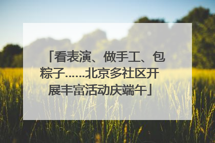看表演、做手工、包粽子……北京多社区开展丰富活动庆端午