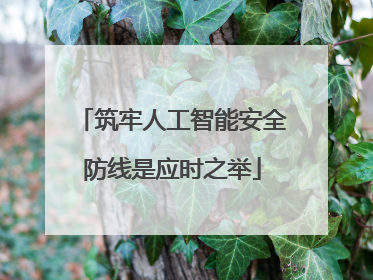 筑牢人工智能安全防线是应时之举