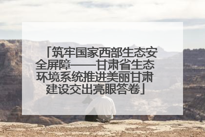 筑牢国家西部生态安全屏障——甘肃省生态环境系统推进美丽甘肃建设交出亮眼答卷