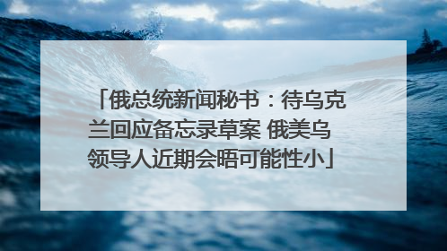 俄总统新闻秘书：待乌克兰回应备忘录草案 俄美乌领导人近期会晤可能性小