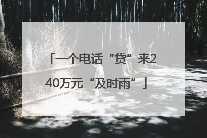 一个电话“贷”来240万元“及时雨”