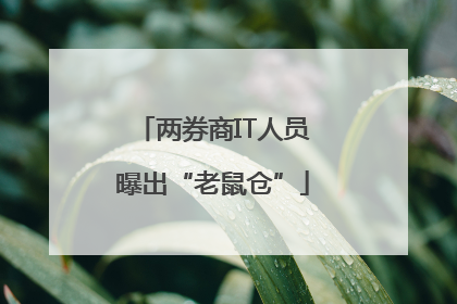 两券商IT人员曝出“老鼠仓”