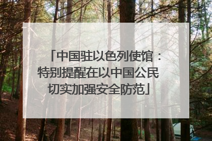 中国驻以色列使馆：特别提醒在以中国公民切实加强安全防范