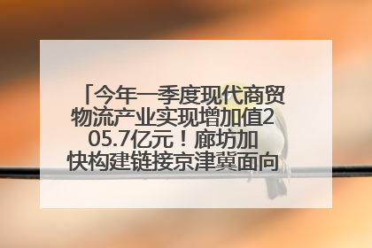 今年一季度现代商贸物流产业实现增加值205.7亿元！廊坊加快构建链接京津冀面向全世界的物流通道