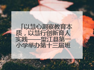 以慧心洞察教育本质，以慧行创新育人实践——望江县第一小学举办第十三届班主任论坛