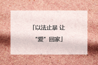以法止暴 让“爱”回家