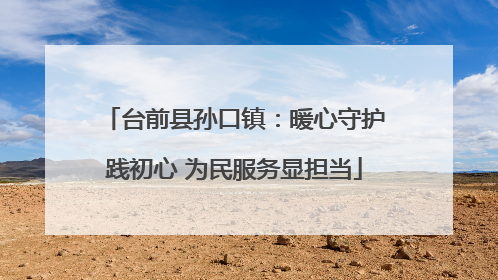 台前县孙口镇：暖心守护践初心 为民服务显担当
