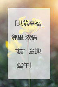 共筑幸福邻里 浓情“粽”意迎端午