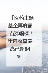医药主题基金再度霸占涨幅榜！年内收益最高已超84%
