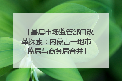 基层市场监管部门改革探索：内蒙古一地市监局与商务局合并