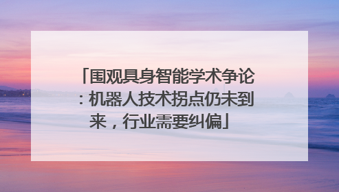 围观具身智能学术争论：机器人技术拐点仍未到来，行业需要纠偏