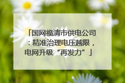 国网福清市供电公司：精准治理电压越限，电网升级“再发力”