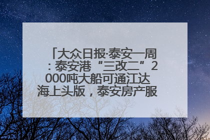 大众日报·泰安一周：泰安港“三改二”2000吨大船可通江达海上头版，泰安房产服务改革经验全省推广