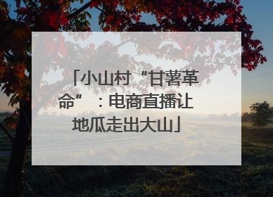 小山村“甘薯革命”：电商直播让地瓜走出大山