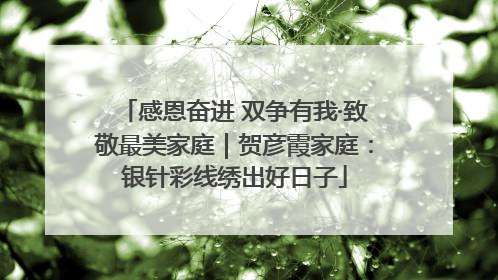 感恩奋进 双争有我·致敬最美家庭｜贺彦霞家庭：银针彩线绣出好日子