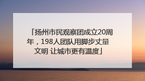 扬州市民观察团成立20周年，198人团队用脚步丈量文明 让城市更有温度