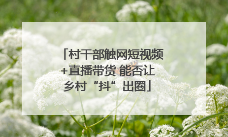 村干部触网短视频+直播带货 能否让乡村“抖”出圈