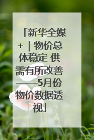 新华全媒+｜物价总体稳定 供需有所改善——5月份物价数据透视