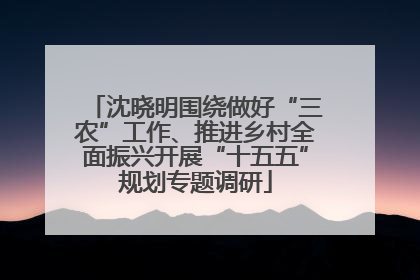 沈晓明围绕做好“三农”工作、推进乡村全面振兴开展“十五五”规划专题调研