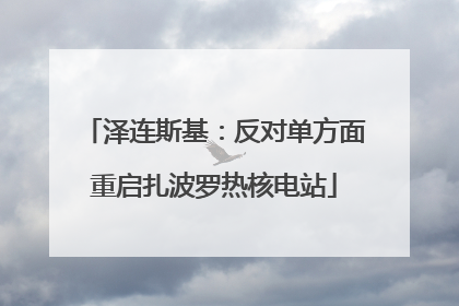 泽连斯基：反对单方面重启扎波罗热核电站