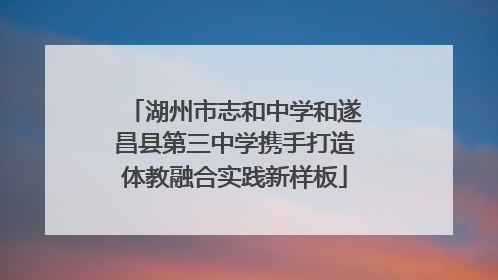湖州市志和中学和遂昌县第三中学携手打造体教融合实践新样板