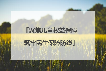 聚焦儿童权益保障 筑牢民生保障防线