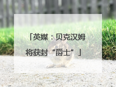 英媒：贝克汉姆将获封“爵士”