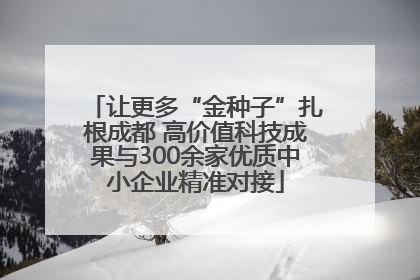 让更多“金种子”扎根成都 高价值科技成果与300余家优质中小企业精准对接