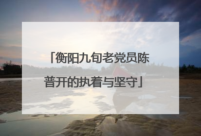 衡阳九旬老党员陈普开的执着与坚守