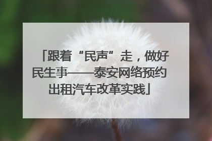 跟着“民声”走，做好民生事——泰安网络预约出租汽车改革实践