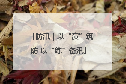 防汛｜以“演”筑防 以“练”备汛