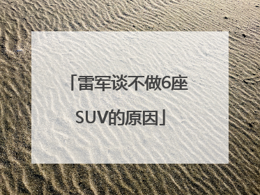 雷军谈不做6座SUV的原因