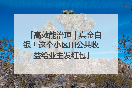 高效能治理｜真金白银！这个小区用公共收益给业主发红包